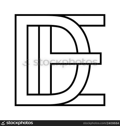 Logo sign de ed icon sign interlaced, letters d e