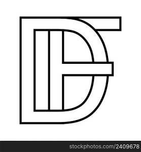 Logo sign df fd, icon sign interlaced letters d f