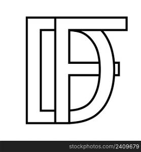 Logo sign df fd icon sign interlaced letters d f