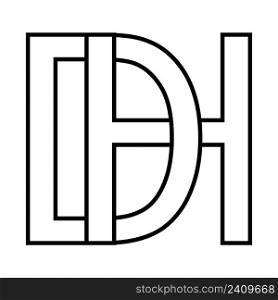 Logo sign dh hd icon, sign interlaced letters d h