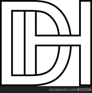Logo sign dh hd icon, sign interlaced letters d h