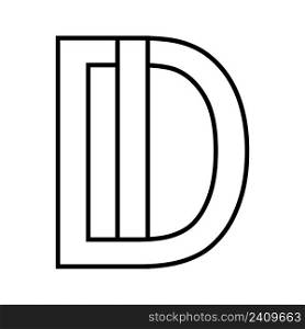 Logo sign di id icon, sign interlaced letters d i