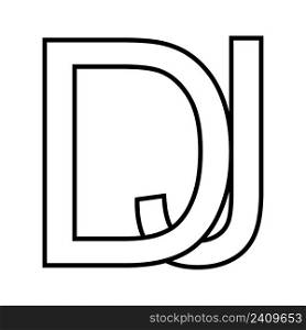 Logo sign dj jd icon, sign interlaced, letters d j