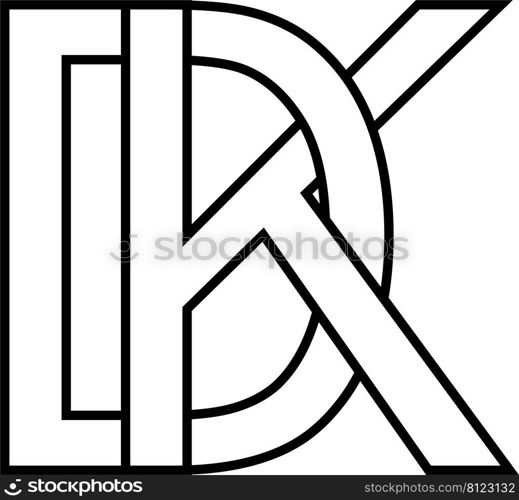 Logo sign dk kd icon, sign dk interlaced letters d k
