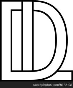 Logo sign dl ld icon, dl interlaced letters d l