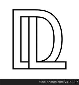 Logo sign dl ld icon, sign dl interlaced letters d l