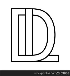Logo sign dl ld icon, sign dl interlaced letters d l