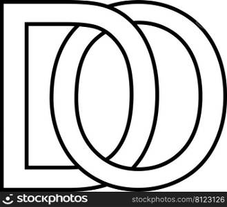 Logo sign do od, icon sign, interlaced letters d o