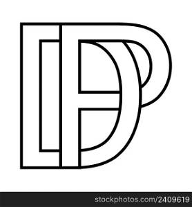 Logo sign dp pd, icon sign dp interlaced letters d p