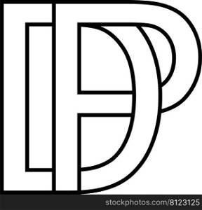 Logo sign dp pd, icon sign interlaced letters d p