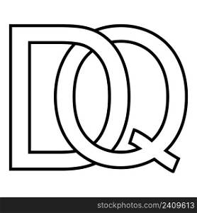 Logo sign dq qd icon nft dq interlaced letters d q