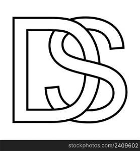 Logo sign ds sd icon, nft ds interlaced letters d s