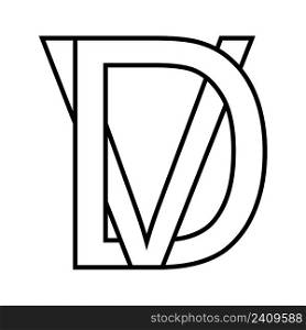 Logo sign dv vd, icon nft dv interlaced letters d v
