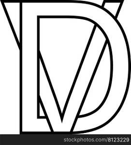 Logo sign, dv vd icon nft interlaced letters d v
