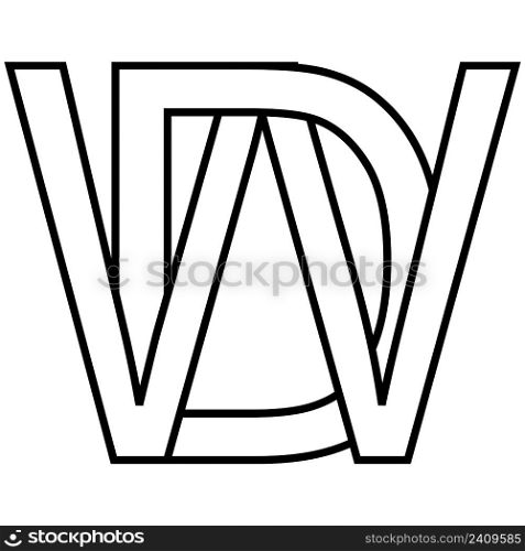 Logo sign, dw wd, icon nft dw interlaced letters d w