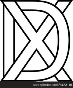 Logo sign dx xd icon, nft dx interlaced letters