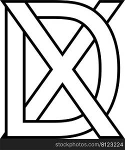 Logo sign, dx xd, icon nft dx interlaced letters
