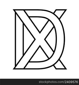 Logo sign dx xd icon nft dx interlaced, letters d x