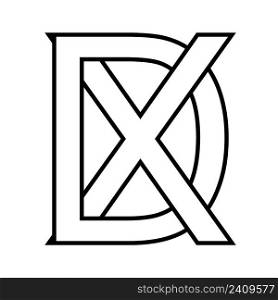 Logo sign dx xd icon nft dx interlaced letters d x