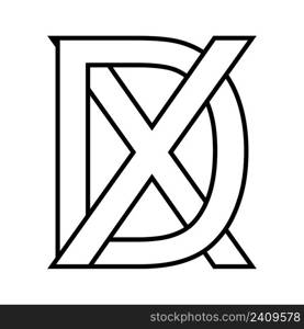 Logo sign dx xd icon nft dx, interlaced letters d x