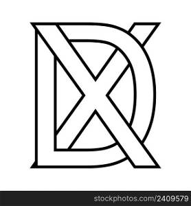 Logo sign, dx xd, icon nft dx interlaced letters d x