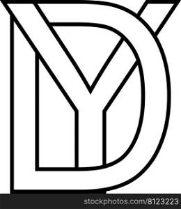 Logo sign, dy yd icon nft dy interlaced letters