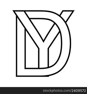 Logo sign, dy yd icon, nft dy interlaced letters d y