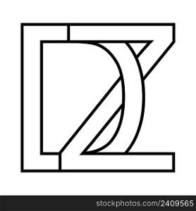 Logo sign dz, zd icon nft dz interlaced letters d z
