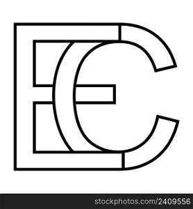Logo sign ec ce icon nft ec interlaced, letters e c