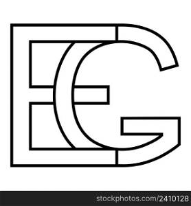 Logo sign eg ge icon sign interlaced letters G, E vector logo eg, ge first capital letters pattern alphabet e, g