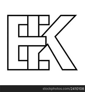 Logo sign ek ke icon sign interlaced letters K, E vector logo ek, ke first capital letters pattern alphabet e, k