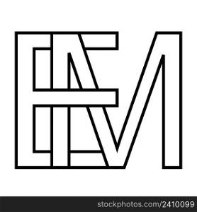Logo sign em me icon sign interlaced letters M, E vector logo em, me first capital letters pattern alphabet e, m