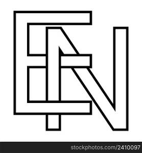 Logo sign en and ne icon sign interlaced letters N, E vector logo en, ne first capital letters pattern alphabet e, n