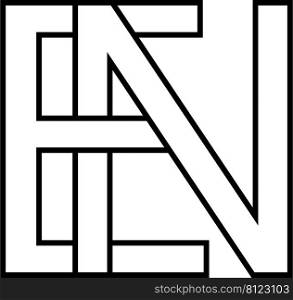 Logo sign en ne icon nft en interlaced letters