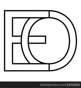Logo sign eo and oe icon sign interlaced letters O, E vector logo eo, oe first capital letters pattern alphabet e, o