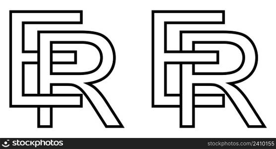 Logo sign er and re icon sign interlaced letters R, E vector logo er, re first capital letters pattern alphabet e, r