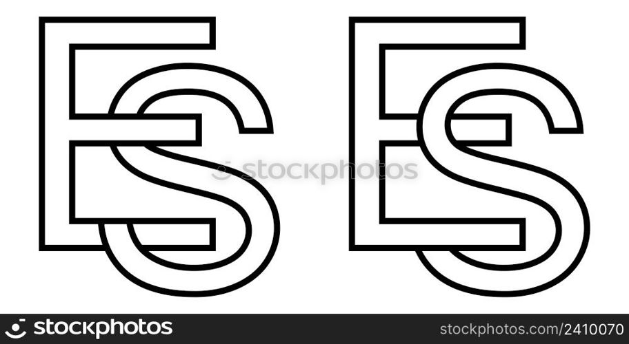 Logo sign es and se icon sign interlaced letters S, E vector logo es, se first capital letters pattern alphabet e, s