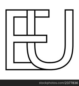 Logo sign eu ue icon, Europe European Union interlaced letters e t