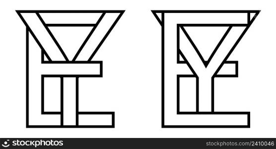 Logo sign ey and ye icon sign interlaced letters Y, E vector logo ey, ye first capital letters pattern alphabet e, y