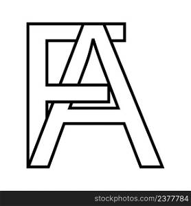 Logo sign, fa af icon nft fa interlaced letters f a