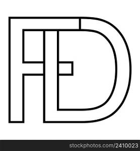 Logo sign fd and df icon sign interlaced letters D, F vector logo df, fd first capital letters pattern alphabet d, f