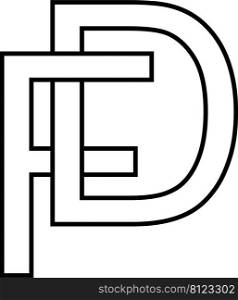 Logo sign, fd df icon nft fd interlaced letters