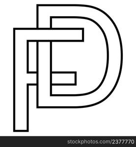 Logo sign, fd df icon nft fd interlaced letters f d