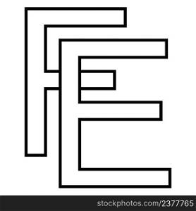 Logo sign, fe ef icon nft fe interlaced letters f e