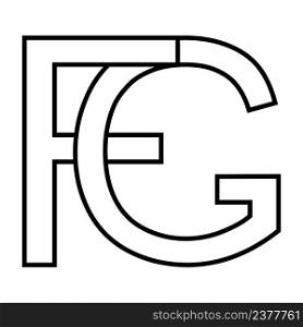 Logo sign, fg gf icon, nft fg interlaced letters f g