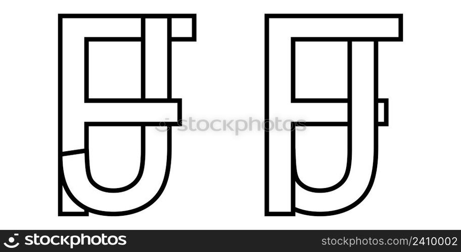 Logo sign fj and jf icon sign interlaced letters J, F vector logo jf, fj first capital letters pattern alphabet j f