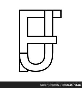 Logo sign fj jf icon, double letters logotype f j