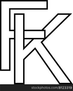 Logo sign, fk kf icon, nft fk interlaced letters
