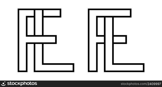 Logo sign fl and lf icon sign interlaced letters L, F vector logo lf, fl first capital letters pattern alphabet l f