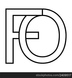 Logo sign, fo of icon, nft fo interlaced letters f o